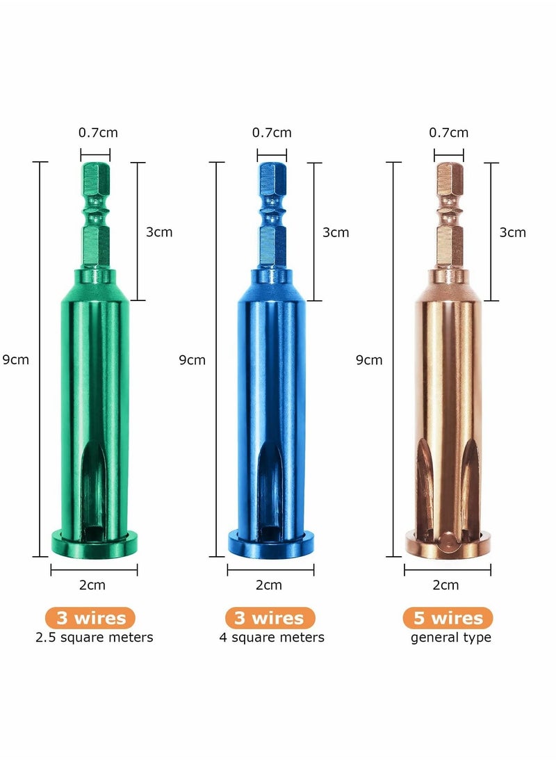 SYOSI - Wire Twisting Tools, Strippers and Stranders, 4 Square 3 Way/5 Way Automatic Strander Drill Tool Accessories for Stripping Cable (3 Pcs) - Image 1