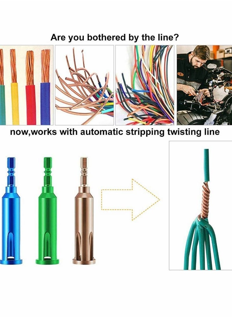SYOSI - Wire Twisting Tools, Strippers and Stranders, 4 Square 3 Way/5 Way Automatic Strander Drill Tool Accessories for Stripping Cable (3 Pcs) - Image 1