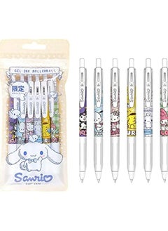 Sanrio Set of 6 Kuromi 0.5mm Press Sign Pens,  Pompom Purin Girls Student Anime Melody Pachacco Cinnamoroll Pen  - Image 1
