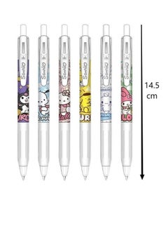 Sanrio Set of 6 Kuromi 0.5mm Press Sign Pens,  Pompom Purin Girls Student Anime Melody Pachacco Cinnamoroll Pen  - Image 2