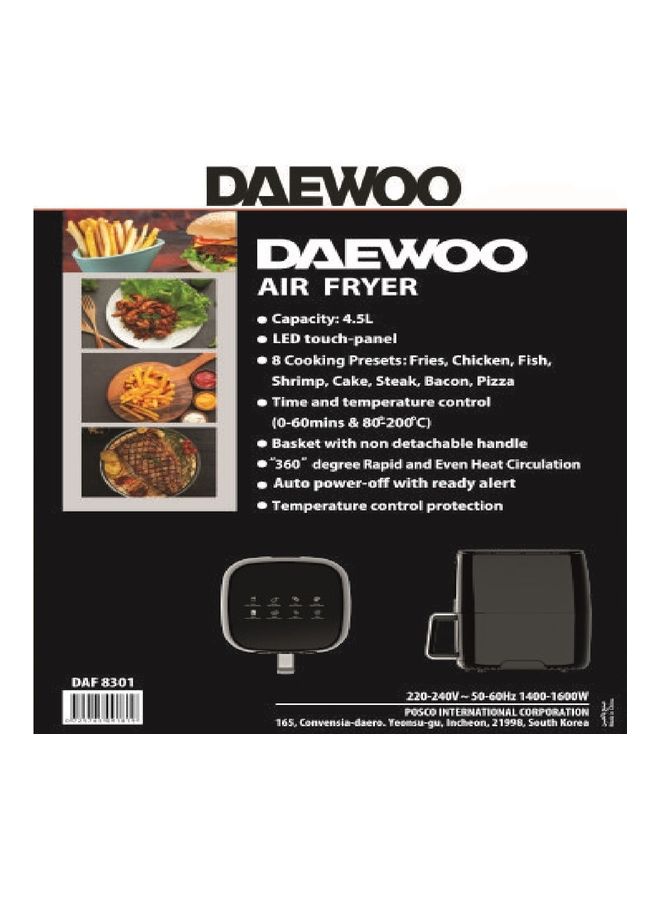 DAEWOO Air Fryer Capacity With 360 Degree Rapid And Even Heat Circulation, 8 Cooking Presets, Led touch Panel - Image 4