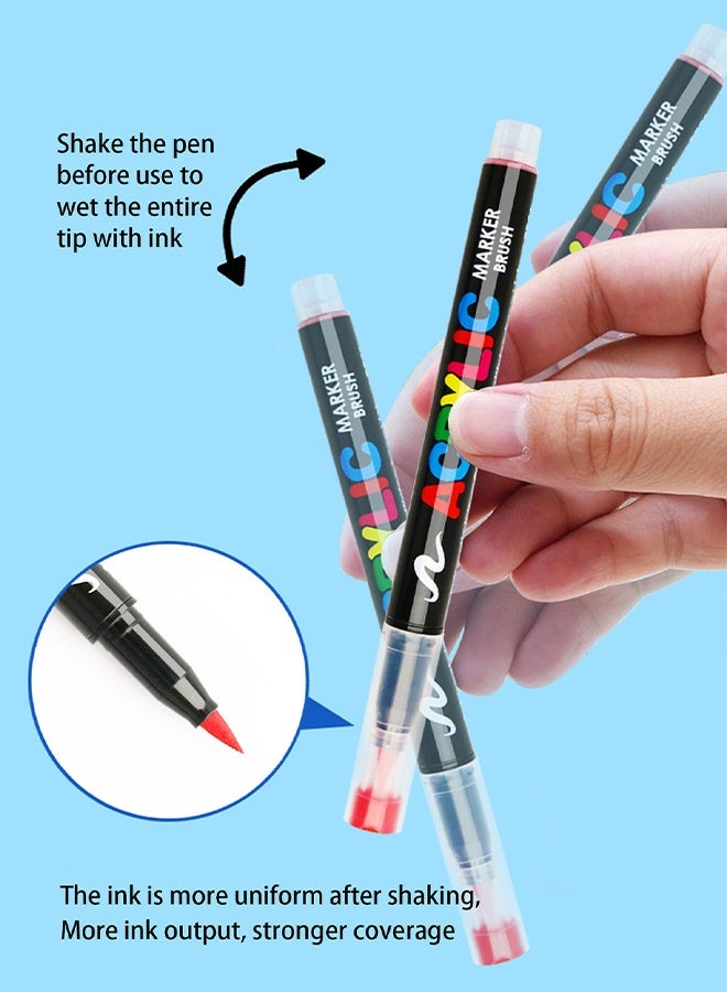 GuangNa 36 Colors Paint Marker Set, Brush Tip Vibrant Acrylic Paint Pens Set For Art Supplies, School Supplies, Rock Art, Fabric Paint, Fabric Markers, Paint Pen, Art Markers, Coloring Book DIY Crafts Art Supplies - Image 4