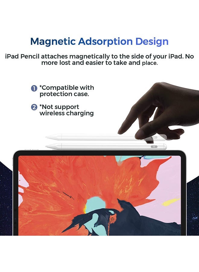 قلم ستايلس لجهاز آيباد مع رفض راحة اليد - أبيض - Image 5