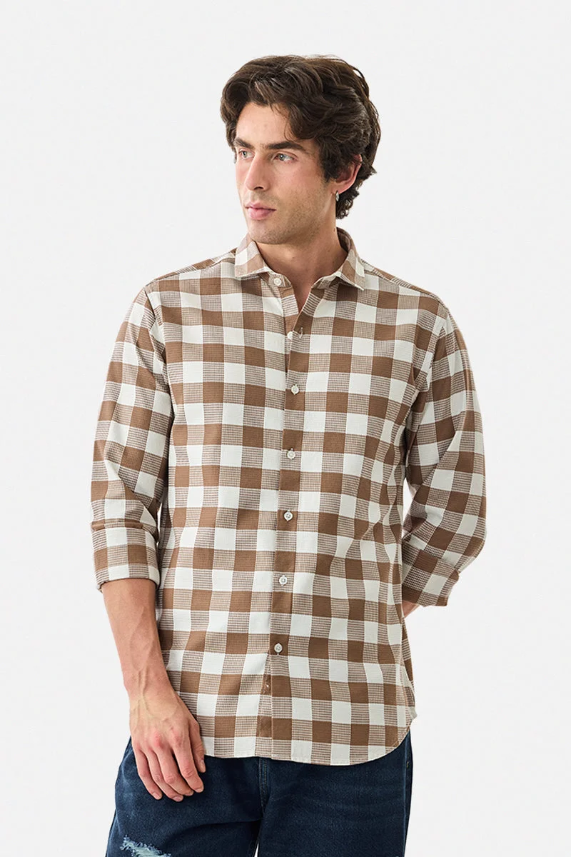 SNITCH Slim Fit Checks 100% Cotton Shirt