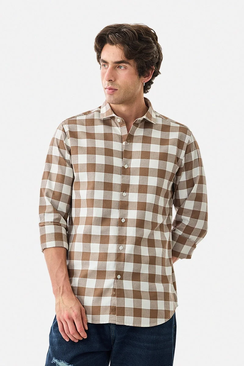 SNITCH Slim Fit Checks 100% Cotton Shirt
