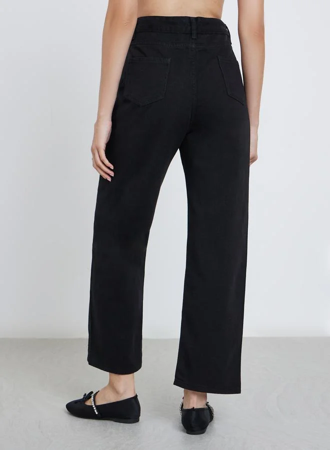 ستايلي بنطال جينز بقصة أرجل واسعة