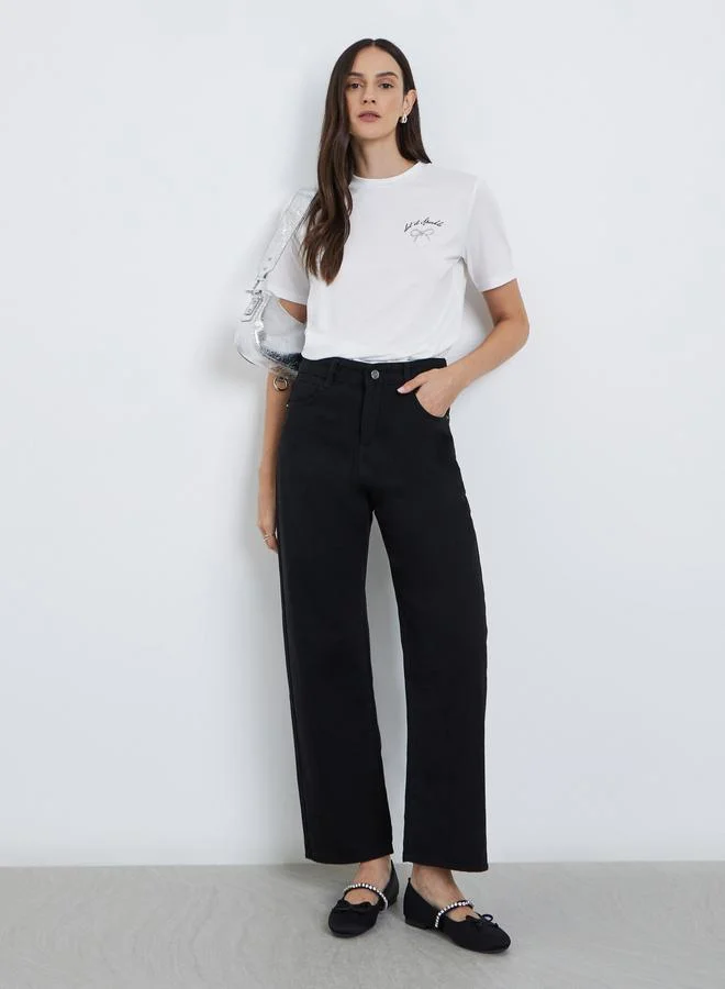 Styli Styli High Rise Wide Leg Jeans