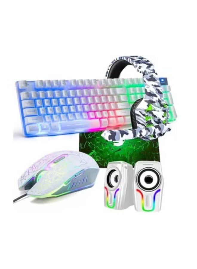 5-in-1 Gaming Combo – RGB Backlit Keyboard, 6-Button Optical Mouse, Gaming Headset, HD Sound Speakers & Mouse Pad – Complete PC Gamer Set - Image 1