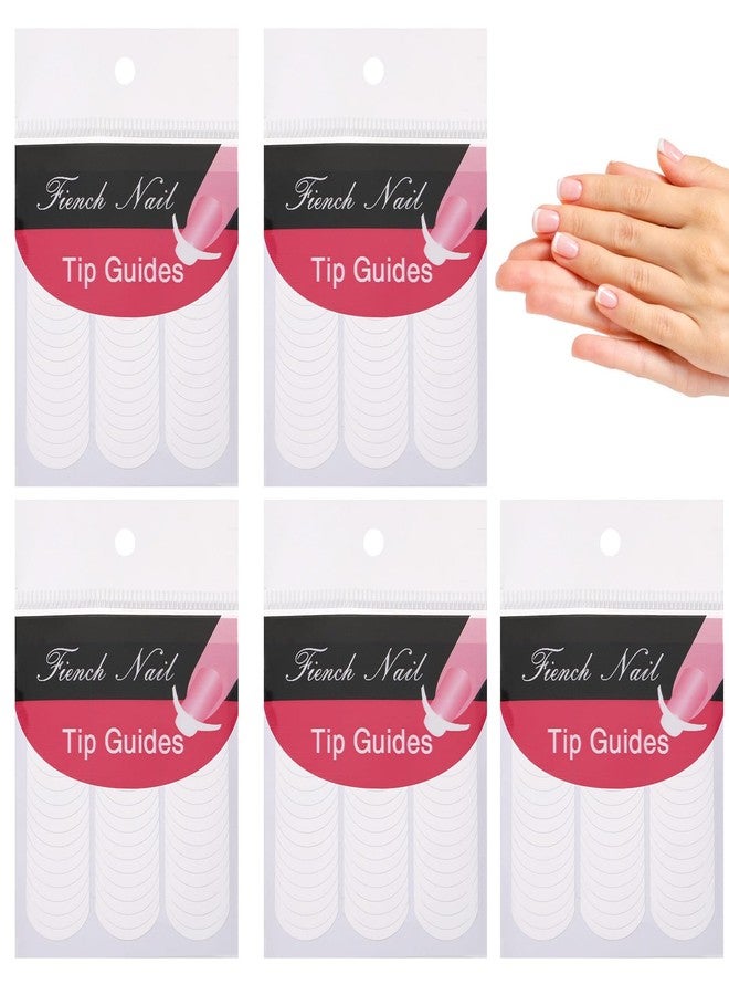 Prasacco French Tip Nail Stickers, 240 Pcs White French Manicure Strips, Self-Adhesive Moon Shape Design, DIY Nail Stickers and Decals - Image 1