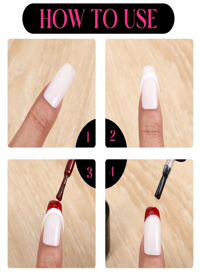 Prasacco French Tip Nail Stickers, 240 Pcs White French Manicure Strips, Self-Adhesive Moon Shape Design, DIY Nail Stickers and Decals - Image 3