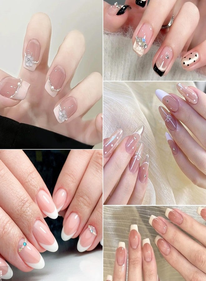 Prasacco French Tip Nail Stickers, 240 Pcs White French Manicure Strips, Self-Adhesive Moon Shape Design, DIY Nail Stickers and Decals - Image 4