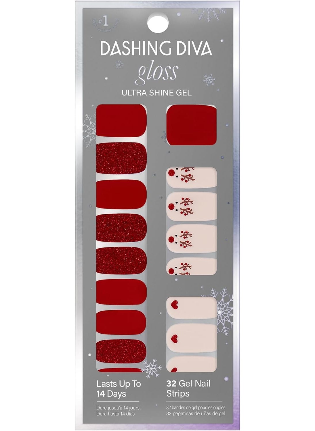 DASHING DIVA Dashing Diva Gloss Nail Strips - Deer Diary | UV Free, Chip Resistant, Long Lasting Gel Nail Stickers | Contains 32 Nail Wraps, 1 Prep Pad, 1 Nail File 