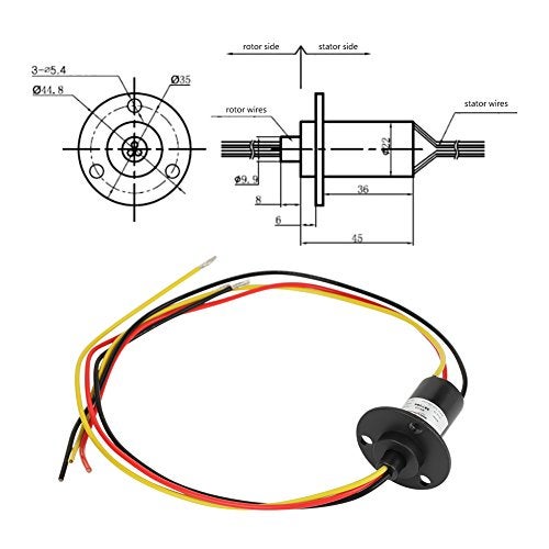 Hilitand 3 Wires Electrical Slip Ring Collector, 250RPM 15A Mini Slip Ring 3 Wires 0-600V Electrical Slip Ring for Wind Turbine Power Generator - Image 3