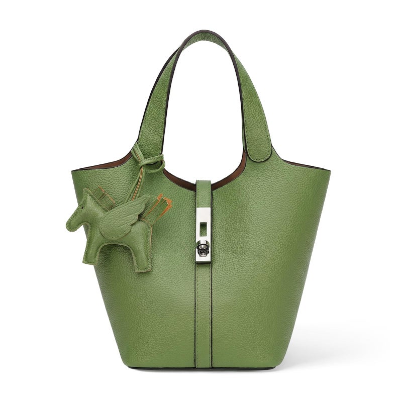 Kadynow Tote Bag for Women Vegan Leather Bucket Purse for Women Top Handle Handbag Shoulder Bag with Detachable Small Purse Green - Image 1