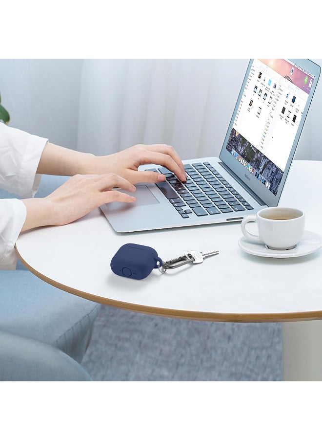 Soft Silicone Full Body Protection Case with Keychain for Women Men for Apple AirPods 4th Generation (2024) Blue - Image 5