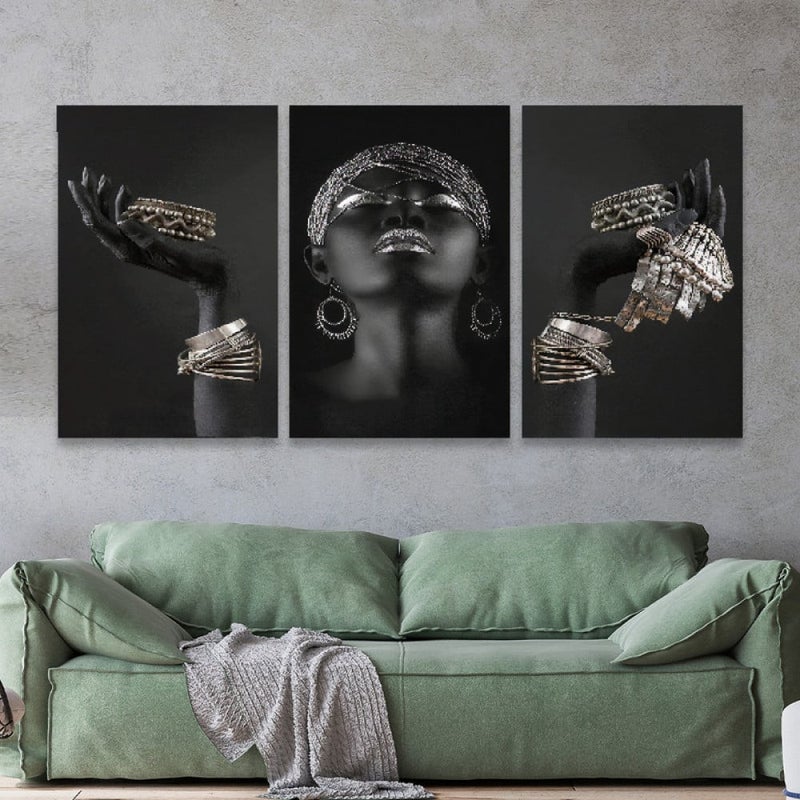Marktna Three luxurious modern canvas prints with a hollow frame, measuring (90×40), three pieces - Image 1