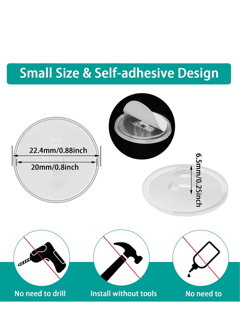 Generic 50 Pcs Self Adhesive Ceiling Hooks, Heavy Duty Wall Hooks Clear Small Plastic Hooks No Drilling Transparent Round Sticky Hooks for Livingroom Hanging Suspended Decoration (20mm)  - Image 4