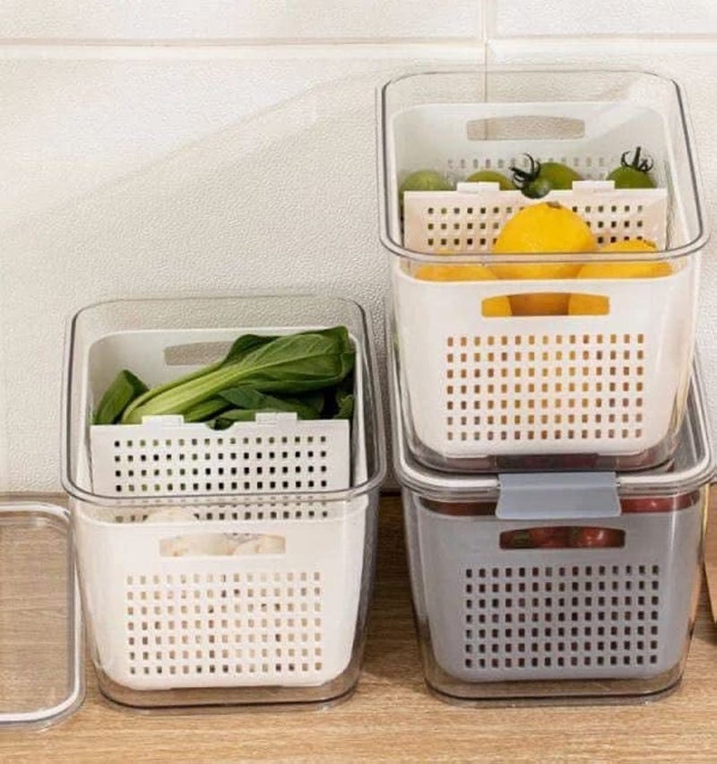 Genaric Acrylic Refrigerator Box with Plastic Strainer Sealed and 2 Vents