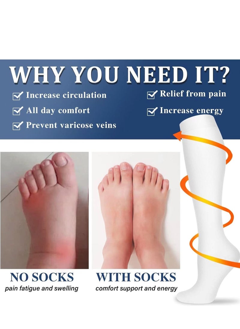 Generic - Compression Socks for Women and Men Circulation (3 Pairs) - Best Support for Running, Football and Basketball,and Outdoor Cycling Polyester Over-The-Knee Socks,Nurses Recovery Cycling Flight - Image 1