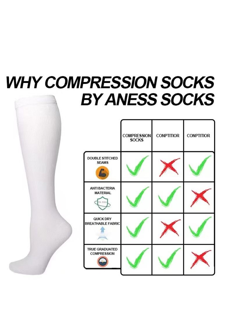 Generic - Compression Socks for Women and Men Circulation (3 Pairs) - Best Support for Running, Football and Basketball,and Outdoor Cycling Polyester Over-The-Knee Socks,Nurses Recovery Cycling Flight - Image 1