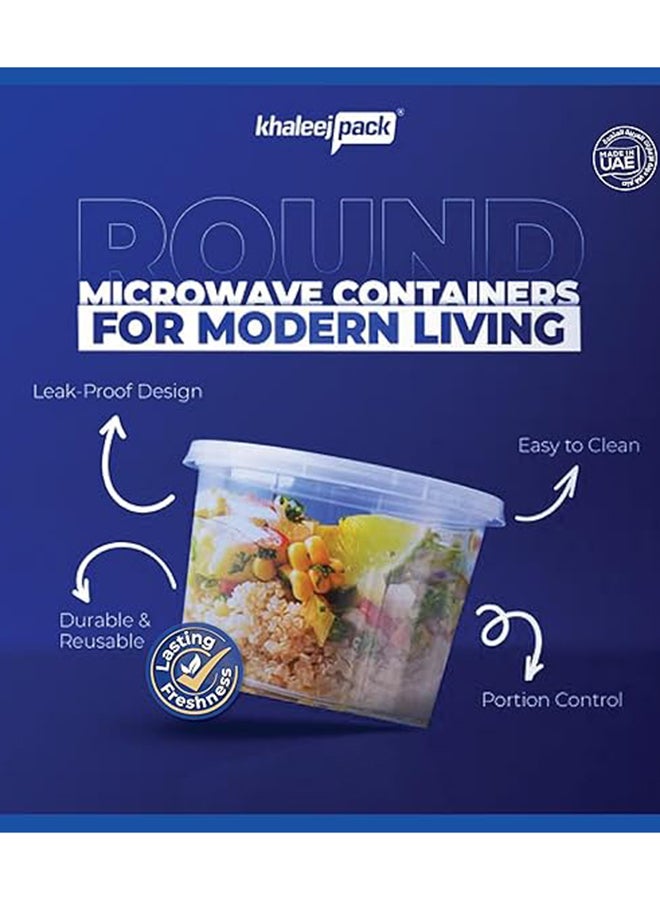 Khaleej Pack 450 مل ، 5 قطع حاوية ميكروويف دائرية قابلة للتصرف لتخزين الطعام مع أغطية - Image 4