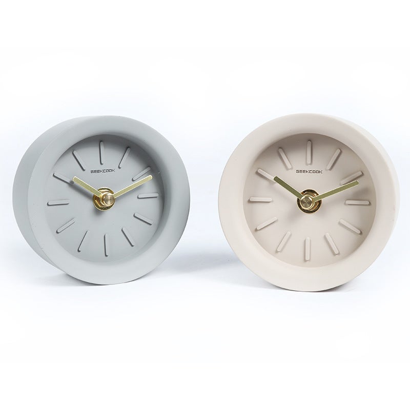 Simple Industrial Wind Desktop Clock Clock: Small Concrete Copper Clear Water Cement Shell Brass Pointer A Generation Of Hair - Image 4