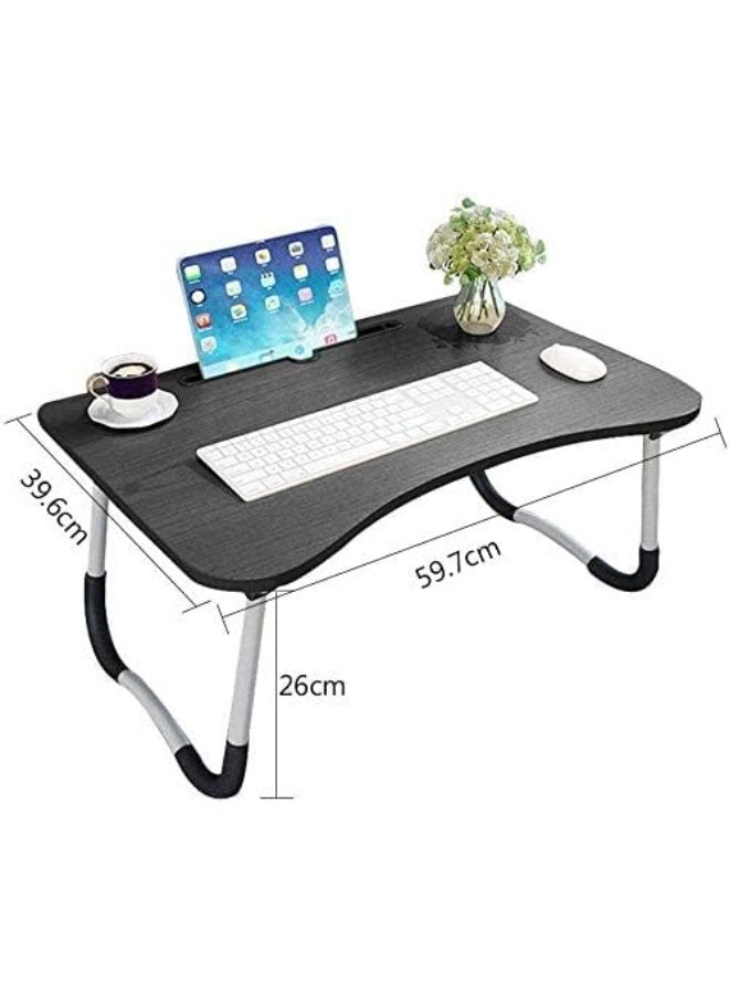 Foldable Laptop Bed Table – Adjustable Legs with Anti-Slip Feet – Cup Holder & Slot for Tablet or Notebook - Image 2
