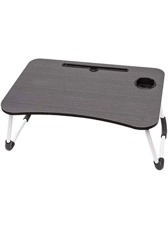 Foldable Laptop Bed Table – Adjustable Legs with Anti-Slip Feet – Cup Holder & Slot for Tablet or Notebook - Image 1