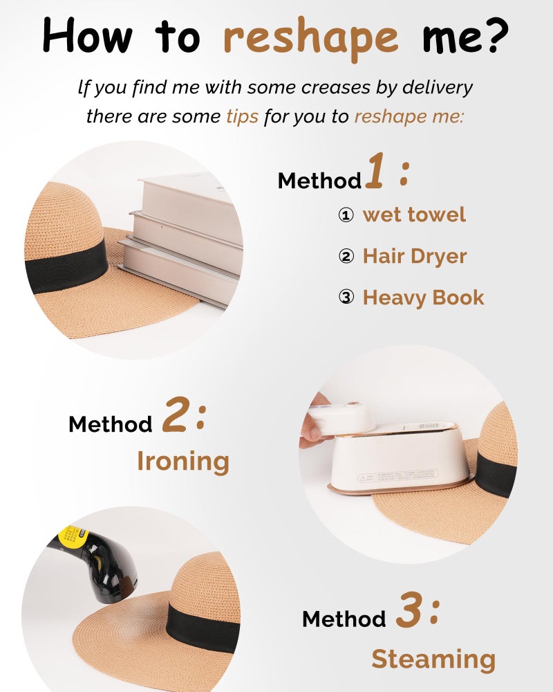 FURTALK Womens Sun Straw Hat Wide Brim UPF 80 Summer Hat Foldable Packable Floppy Beach Hats for Women Mix Beige,Medium-Large - Image 5