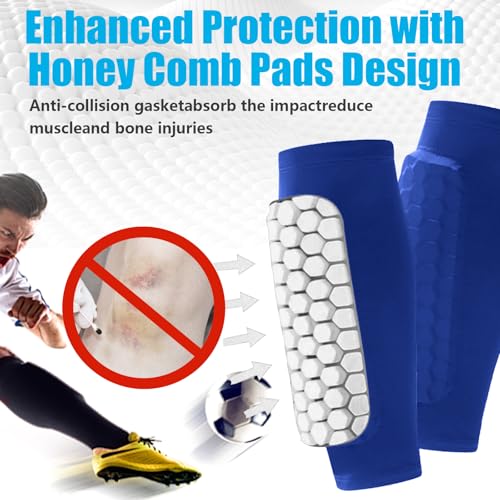 BIRDDIE Soccer Shin Guards Shin Pads for Kids Youth Adult, Calf Compression Sleeve with Honeycomb Pads, Support for Shin Splint Baseball Boxing Kickboxing MTB - Image 3
