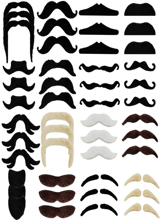Jutoe 48pcs Fake Mustaches, Self Adhesive Novelty Mustache Set Fiesta Party Supplies for St. Patrick's Day Masquerade Party Costume and Halloween Festival Party (16Style) - Image 1