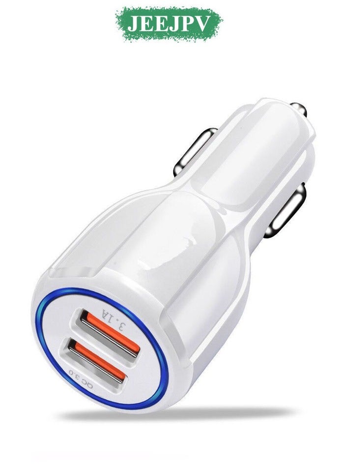JEEJPV 38W Car Charger Fast Charging iPhone 16 15 Pro Car Power Adapter Dual USB Ports Samsung Fast Car Charger Type C For Galaxy S24 S23 Ultra MacBook Pro Air Xiaomi Apple Watch S10 Airpods 4 White  - Image 1