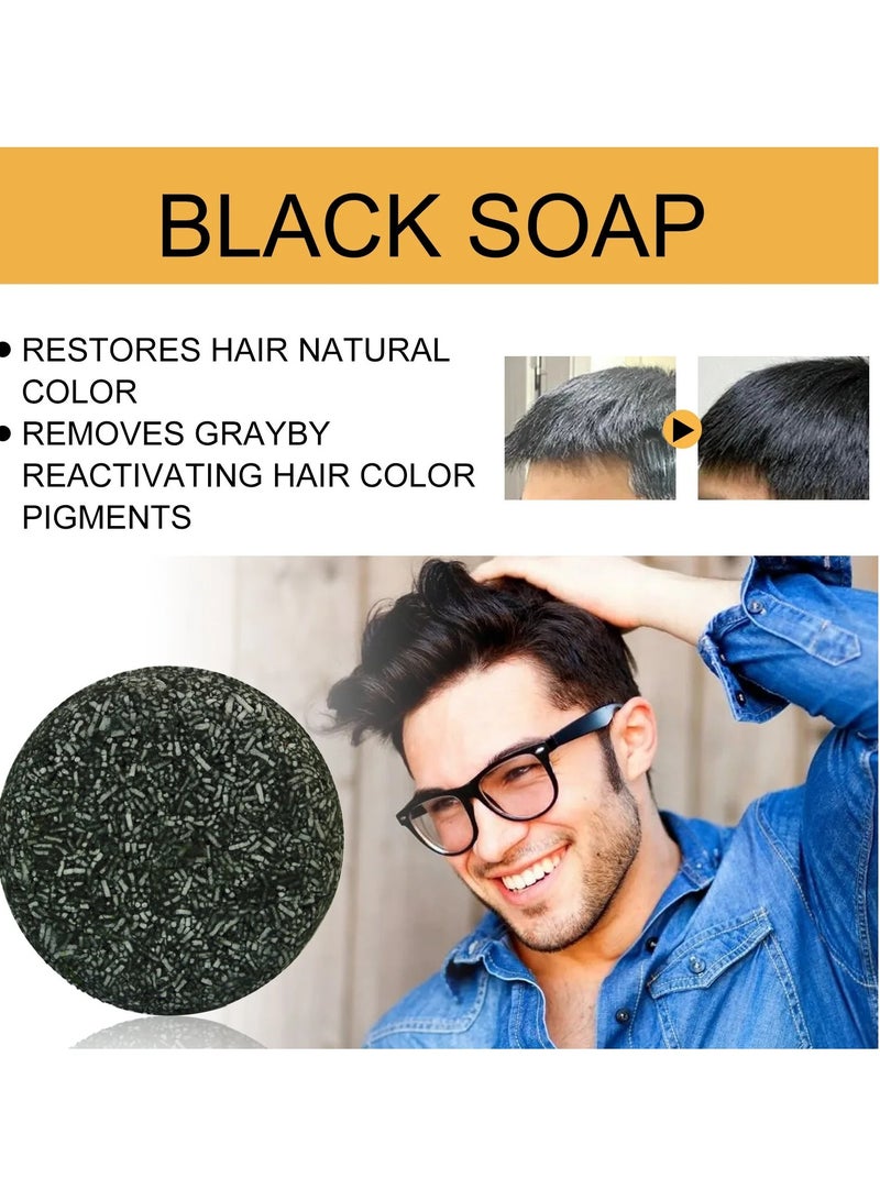 Jaysuing Shampoo Bar, Soap Hair Darkening Shampoo Bar, Natural Organic Gray White Hair Repair Bar, Anti Dandruffs Bamboo Charcoal Hair Conditioner Soap Bar For Hair Loss Hair Strengthening - Image 2