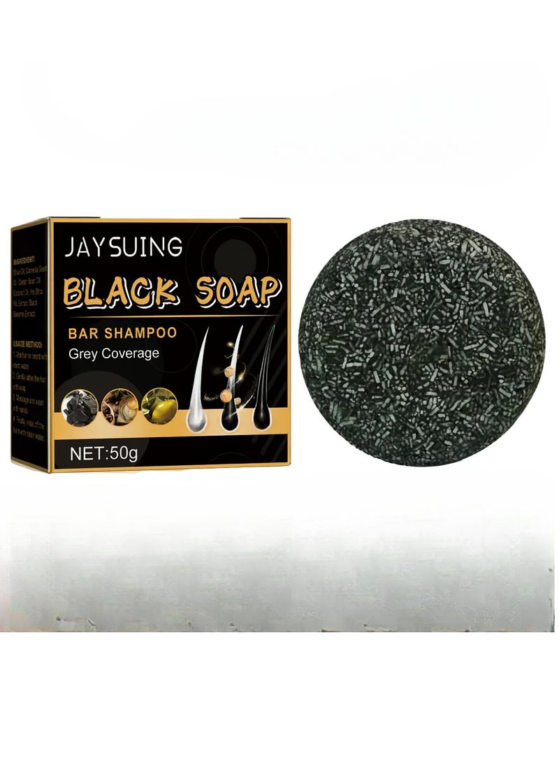 Jaysuing Shampoo Bar, Soap Hair Darkening Shampoo Bar, Natural Organic Gray White Hair Repair Bar, Anti Dandruffs Bamboo Charcoal Hair Conditioner Soap Bar For Hair Loss Hair Strengthening - Image 1