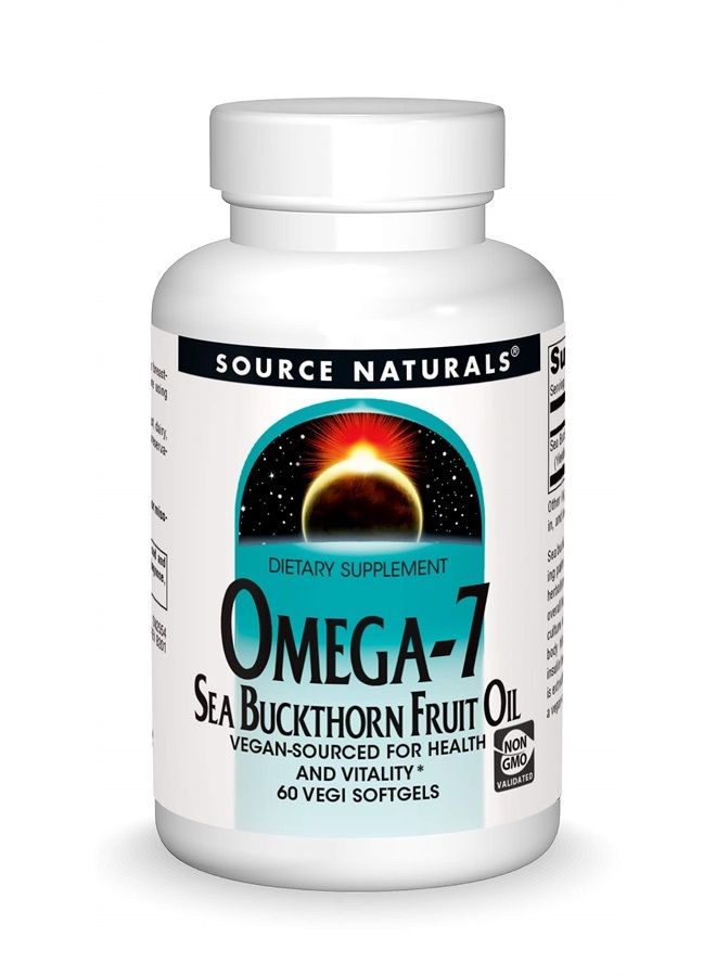 Source Naturals زيت فاكهة البحر النبق أوميغا-7 - غير معدل وراثيًا، مصدر نباتي - 60 كبسولة لينة - Image 1