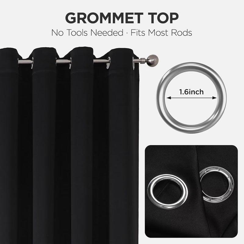Joydeco Blackout Curtains for Bedroom,Black Out Curtains 84 Inch Long, Black Drapes with Grommets, Noise Reducing Energy Saving Thermal Insulated & Wrinkle-Free Drapes for Living Room, 2 Panels - Image 3