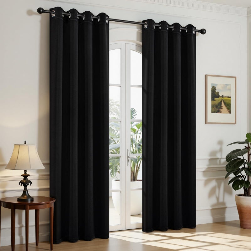 Joydeco Blackout Curtains for Bedroom,Black Out Curtains 84 Inch Long, Black Drapes with Grommets, Noise Reducing Energy Saving Thermal Insulated & Wrinkle-Free Drapes for Living Room, 2 Panels - Image 1