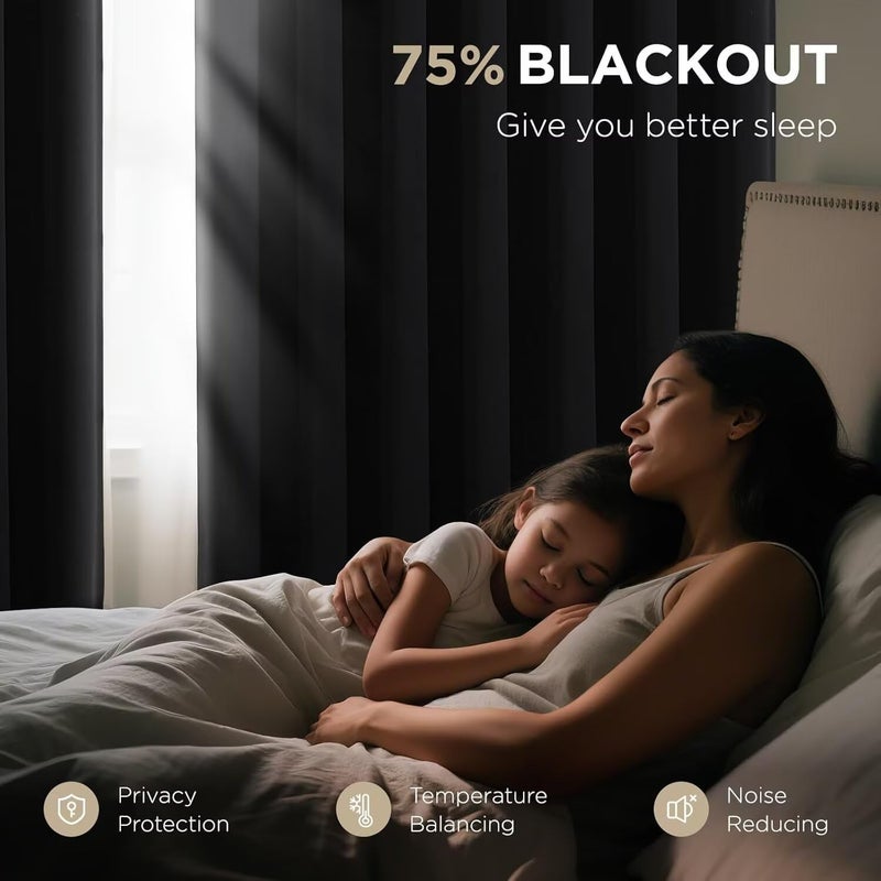 Joydeco Blackout Curtains for Bedroom,Black Out Curtains 84 Inch Long, Black Drapes with Grommets, Noise Reducing Energy Saving Thermal Insulated & Wrinkle-Free Drapes for Living Room, 2 Panels - Image 4