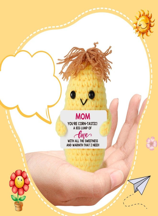 MAMAGIFTREE هدايا ماما جيفتري للأم من الابنة والابن - زينة مكتبية لطيفة على شكل ذرة كروشيه مكتوب عليها "أفكر بكِ" - هدية عيد ميلاد مميزة للنساء - زينة يدوية الصنع لعيد الأم - Image 3