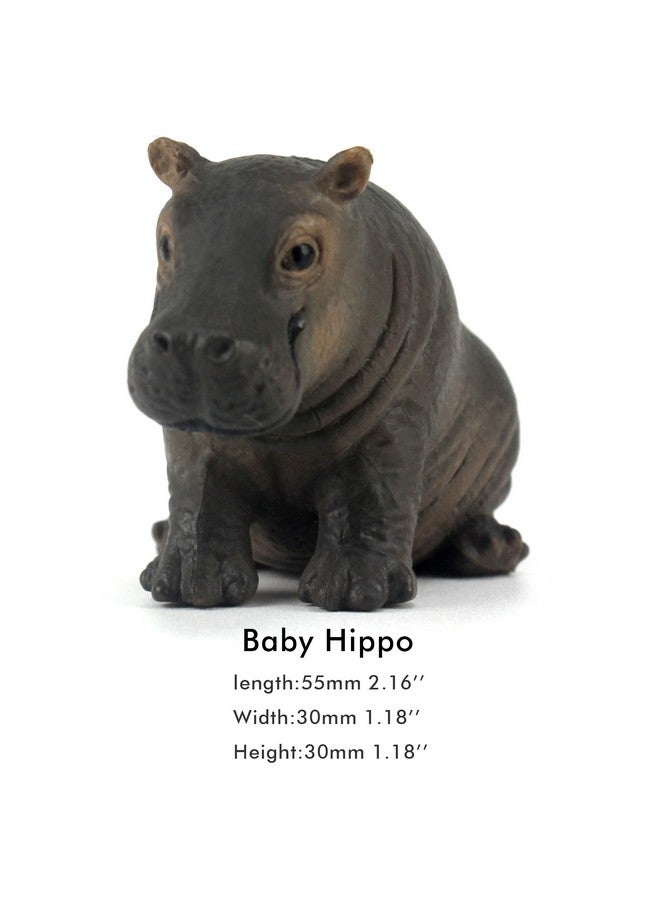 FUNSHOWCASE African Jungle Animals Toy Hippos Hippopotamus Figure Realistic Plastic Figurine Playset Lot 4-Piece - Image 2