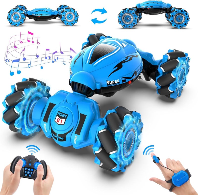 GLEVAR Remote Control Car for Kids | RC Stunt Car with Gesture Control | Double-Sided Driving, 2.4GHz Drift Technology, LED Lights & Music, Perfect Gift for Boys Age 5-12 Birthday Surprise - Image 2