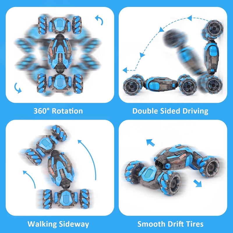GLEVAR Remote Control Car for Kids | RC Stunt Car with Gesture Control | Double-Sided Driving, 2.4GHz Drift Technology, LED Lights & Music, Perfect Gift for Boys Age 5-12 Birthday Surprise - Image 4