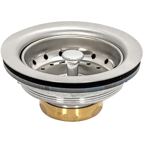 EZFLO Kitchen Sink Strainer Fits 312 Inch Opening Sink Drain Assembly with Brass SlipJoint Nut and FixedPost Basket Stainless Steel 30003