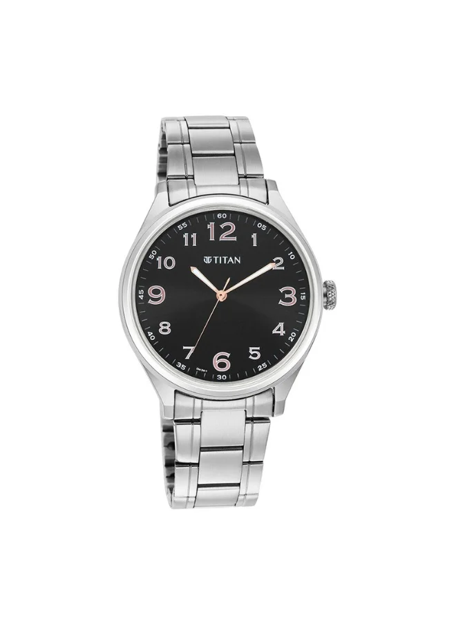 TITAN Trendsetters Quartz Analog Black Dial Silver Stainless Steel Strap Watch for Men - 1802SM04