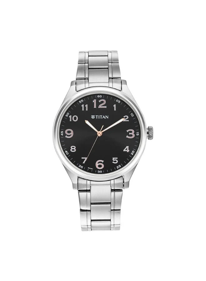 TITAN Trendsetters Quartz Analog Black Dial Silver Stainless Steel Strap Watch for Men - 1802SM04