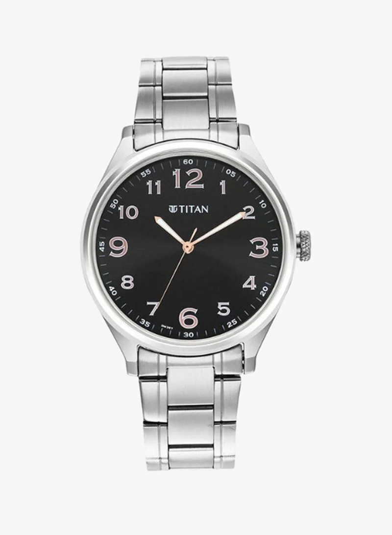 TITAN Trendsetters Quartz Analog Black Dial Silver Stainless Steel Strap Watch for Men - 1802SM04