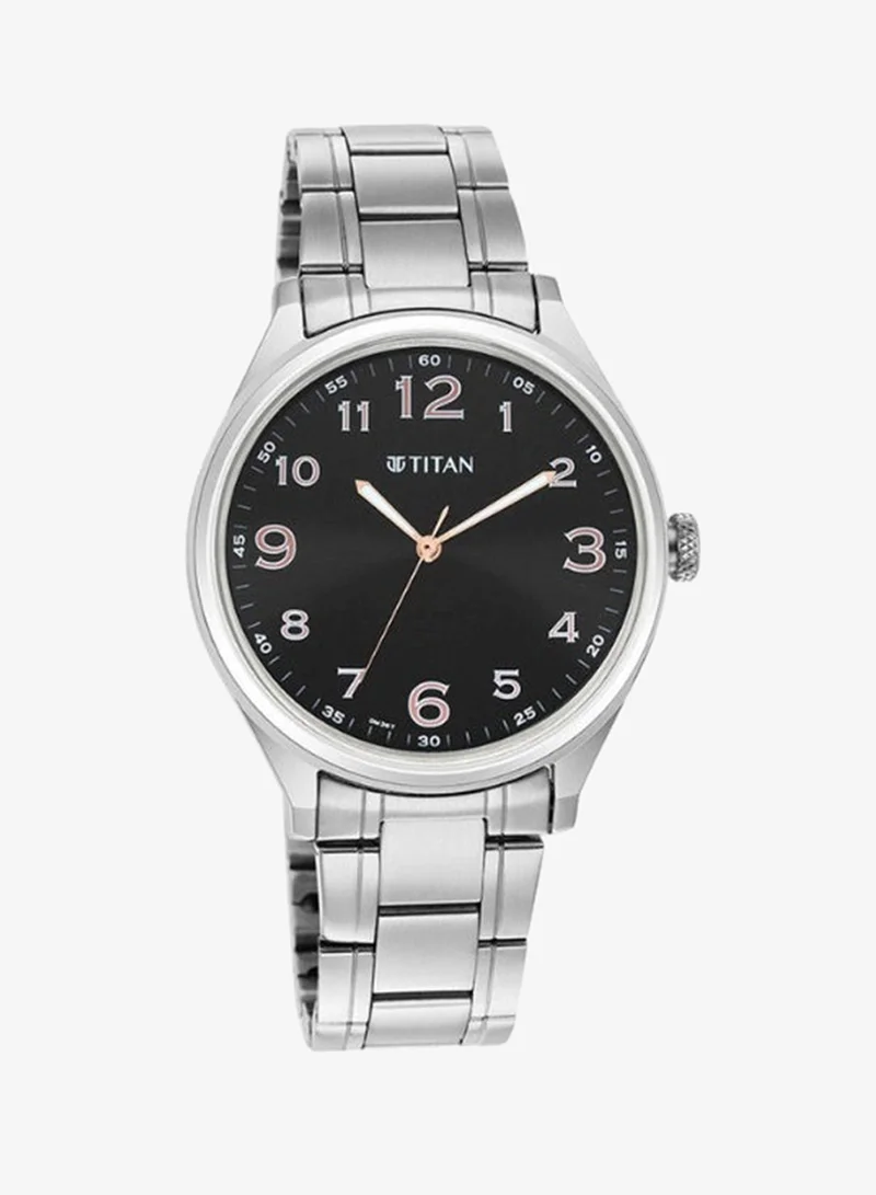 TITAN Trendsetters Quartz Analog Black Dial Silver Stainless Steel Strap Watch for Men - 1802SM04