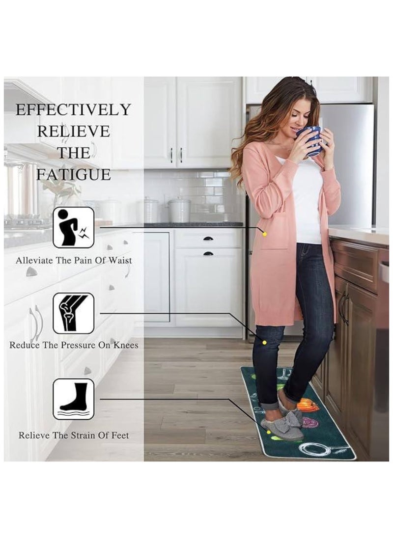 LESTER LESTER Oil-Proof Non-Slip Kitchen Mat Super Absorbent kitchen Carpet Quick Drying, Kitchen Rug, Non-Slip Entrance Doormat, Diatom leather Floor Mats Home Decor Set Vegetables Design Dark Grey 40X60x40X120cm  - Image 4
