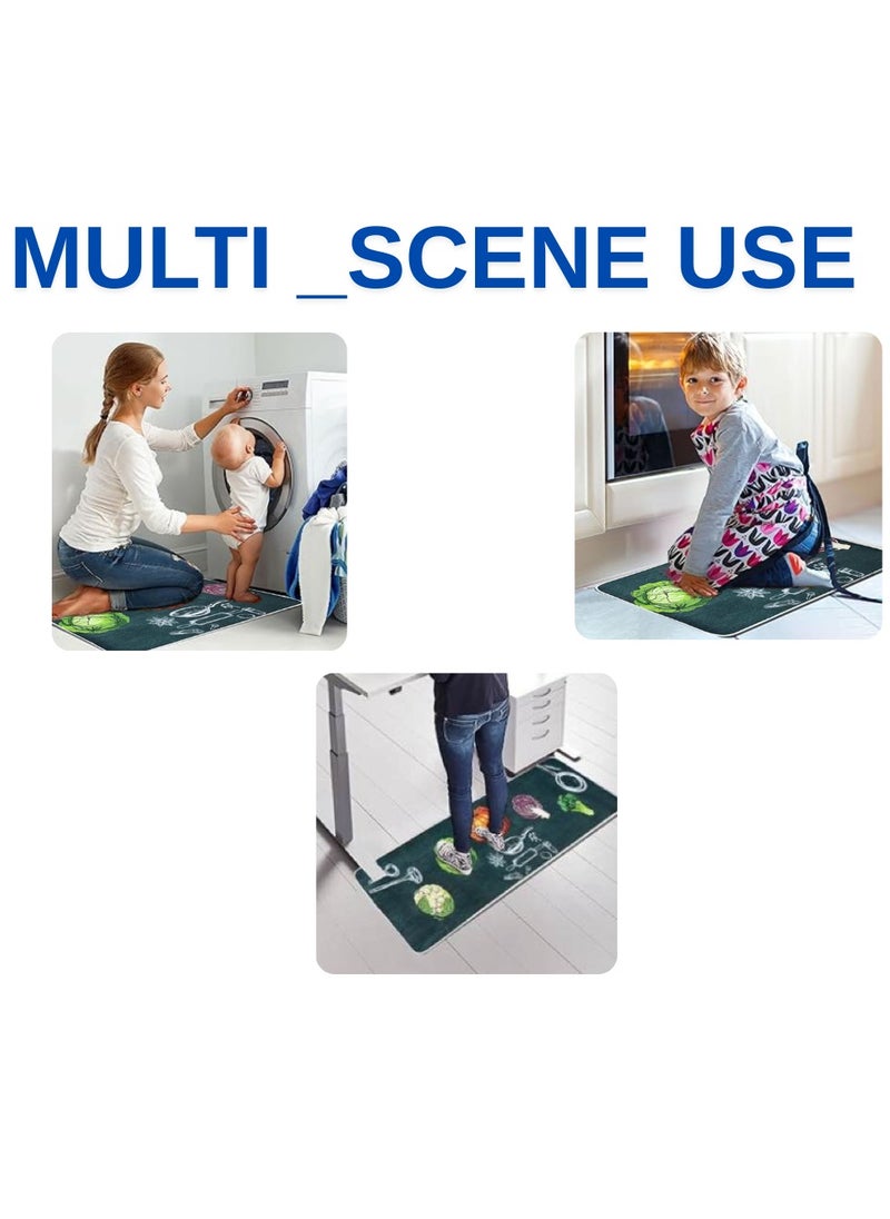 LESTER LESTER Oil-Proof Non-Slip Kitchen Mat Super Absorbent kitchen Carpet Quick Drying, Kitchen Rug, Non-Slip Entrance Doormat, Diatom leather Floor Mats Home Decor Set Vegetables Design Dark Grey 40X60x40X120cm  - Image 3