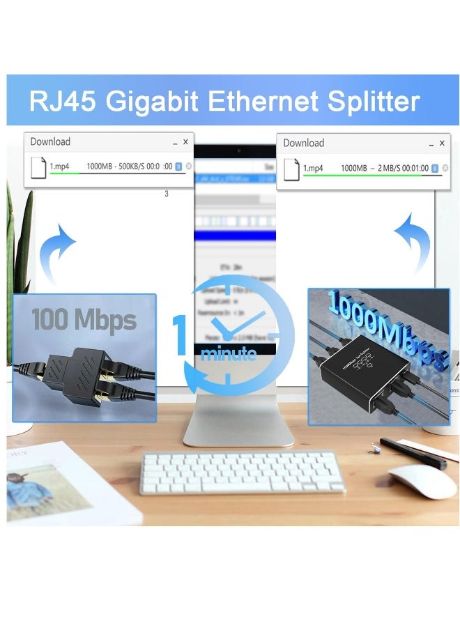 Generic Ethernet Splitter High Speed, 1000Mbps Ethernet Splitter 1 to 4 (4 Devices Simultaneous Networking) Gigabit Ethernet Splitter RJ45 Splitter with USB Power Cable, LAN Splitter for Cat5/5e/6/7/8 Cable  - Image 2